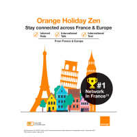 Orange Holiday Zen SIM Card Europe - 12GB, 30Min Calls, 200 SMS From Europe to Worldwide   Unlimited Calls and SMS in Europe