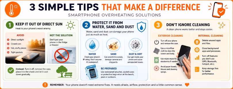 Smartphone summer care tips infographic