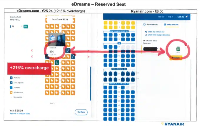 edreams baggage fees for ryanair