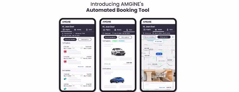 AI corporate travel platform amgine